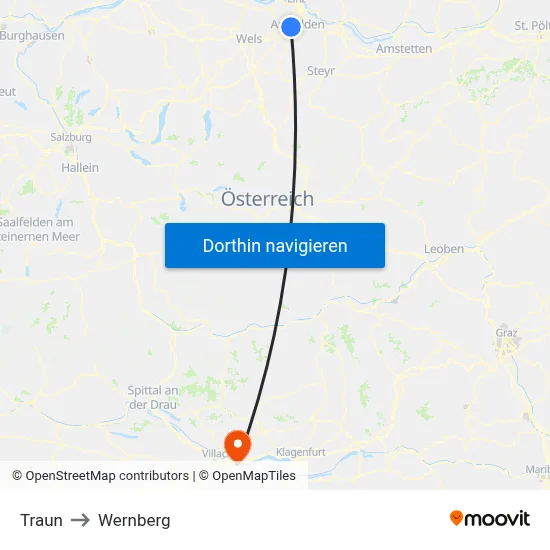 Traun to Wernberg map
