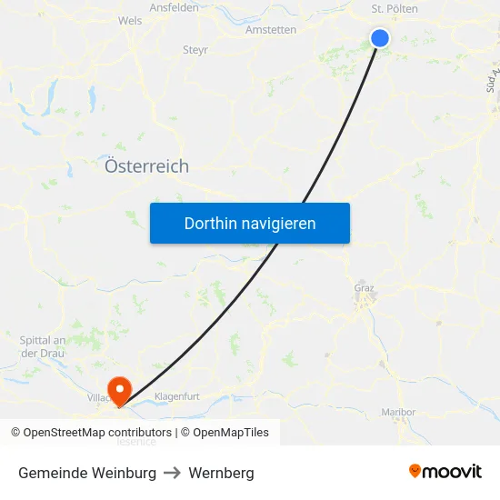 Gemeinde Weinburg to Wernberg map