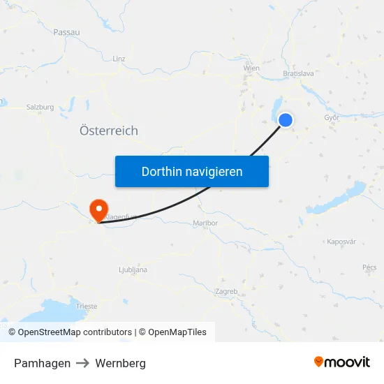 Pamhagen to Wernberg map