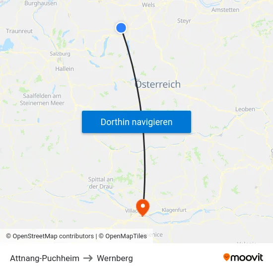 Attnang-Puchheim to Wernberg map