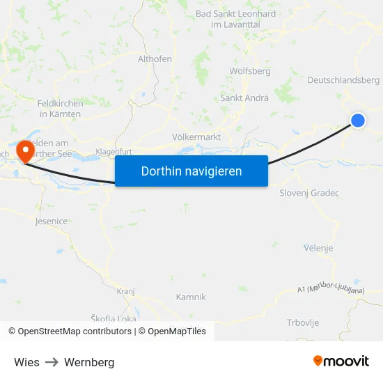 Wies to Wernberg map