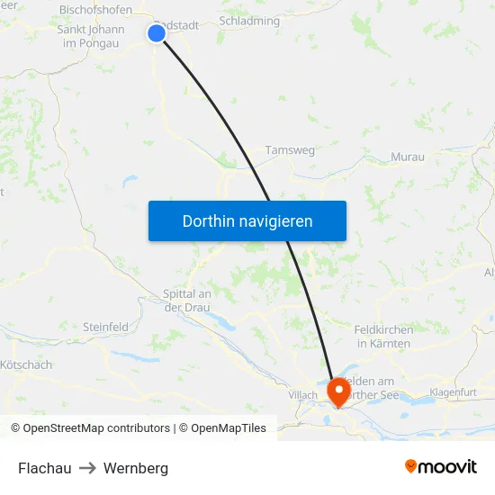 Flachau to Wernberg map