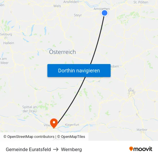 Gemeinde Euratsfeld to Wernberg map
