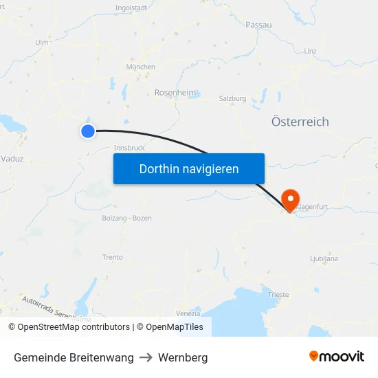 Gemeinde Breitenwang to Wernberg map