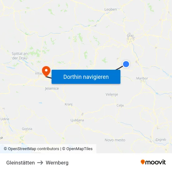 Gleinstätten to Wernberg map