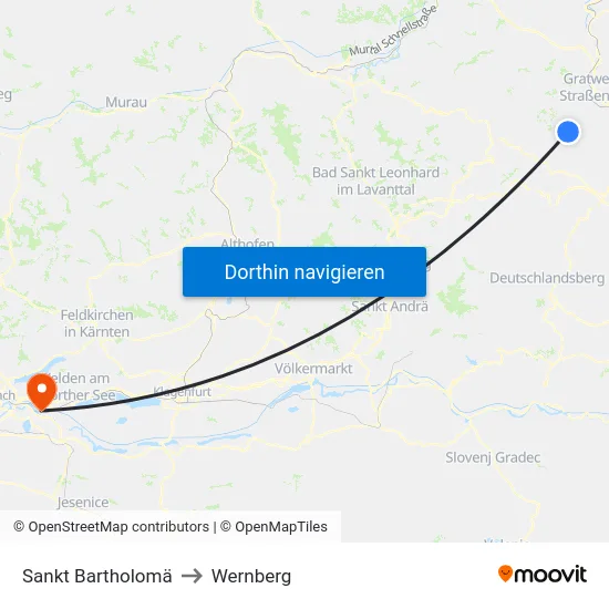 Sankt Bartholomä to Wernberg map