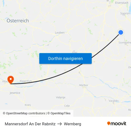 Mannersdorf An Der Rabnitz to Wernberg map