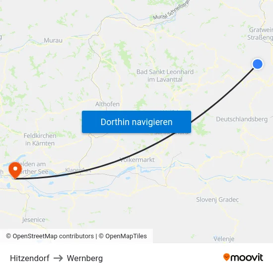 Hitzendorf to Wernberg map