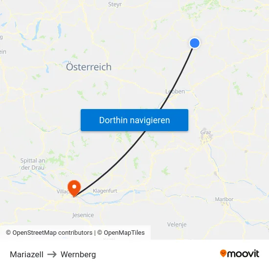 Mariazell to Wernberg map