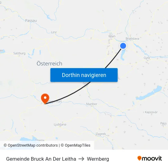Gemeinde Bruck An Der Leitha to Wernberg map