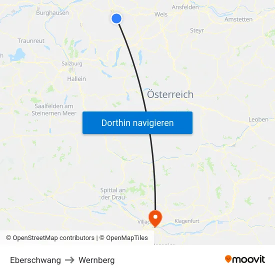 Eberschwang to Wernberg map