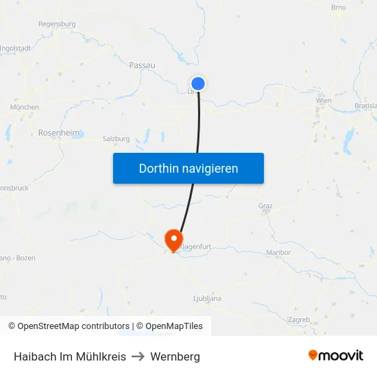 Haibach Im Mühlkreis to Wernberg map