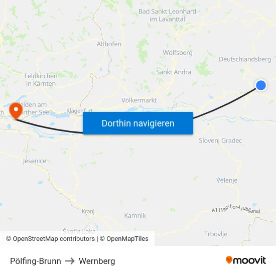 Pölfing-Brunn to Wernberg map