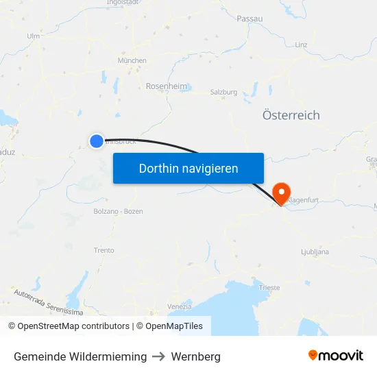 Gemeinde Wildermieming to Wernberg map