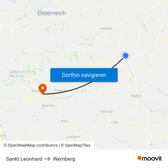 Sankt Leonhard to Wernberg map