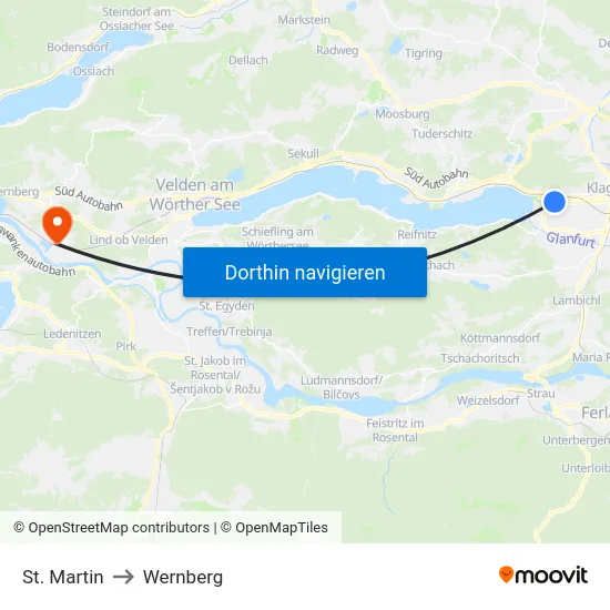 St. Martin to Wernberg map