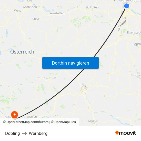Döbling to Wernberg map