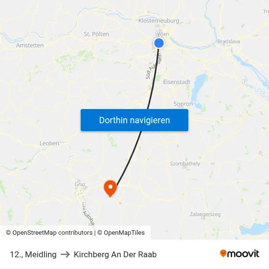 12., Meidling to Kirchberg An Der Raab map