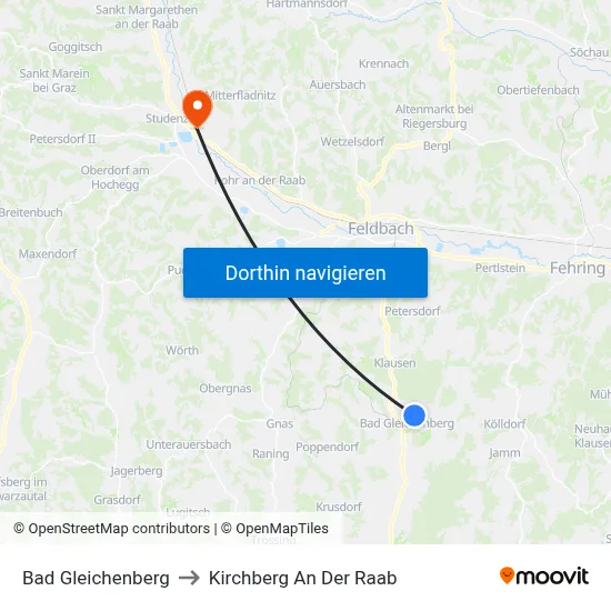 Bad Gleichenberg to Kirchberg An Der Raab map