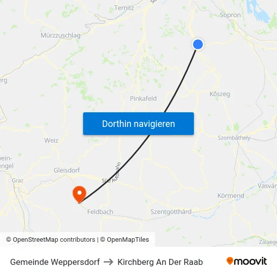 Gemeinde Weppersdorf to Kirchberg An Der Raab map