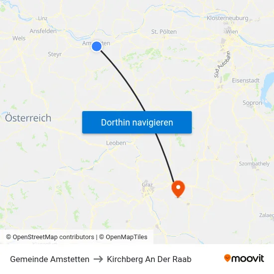 Gemeinde Amstetten to Kirchberg An Der Raab map