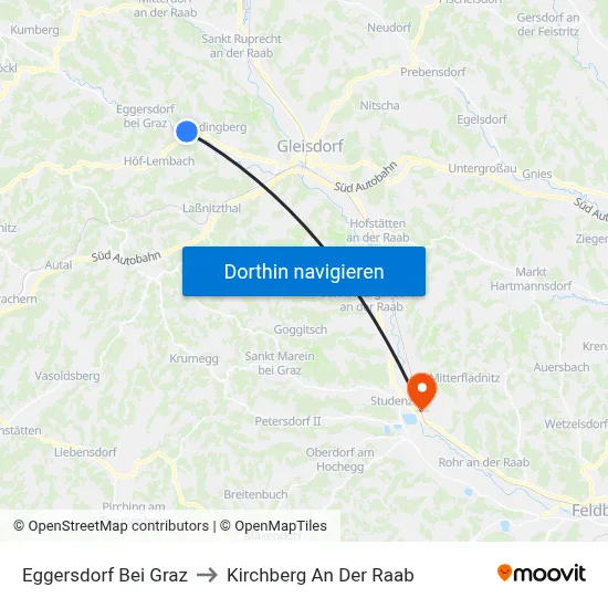 Eggersdorf Bei Graz to Kirchberg An Der Raab map