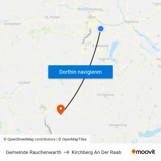 Gemeinde Rauchenwarth to Kirchberg An Der Raab map