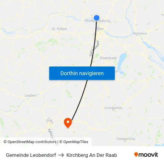 Gemeinde Leobendorf to Kirchberg An Der Raab map