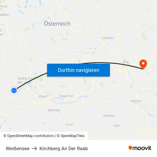 Weißensee to Kirchberg An Der Raab map