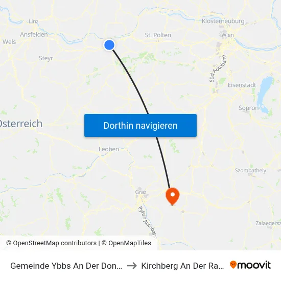 Gemeinde Ybbs An Der Donau to Kirchberg An Der Raab map