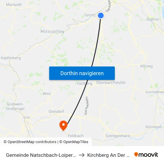 Gemeinde Natschbach-Loipersbach to Kirchberg An Der Raab map
