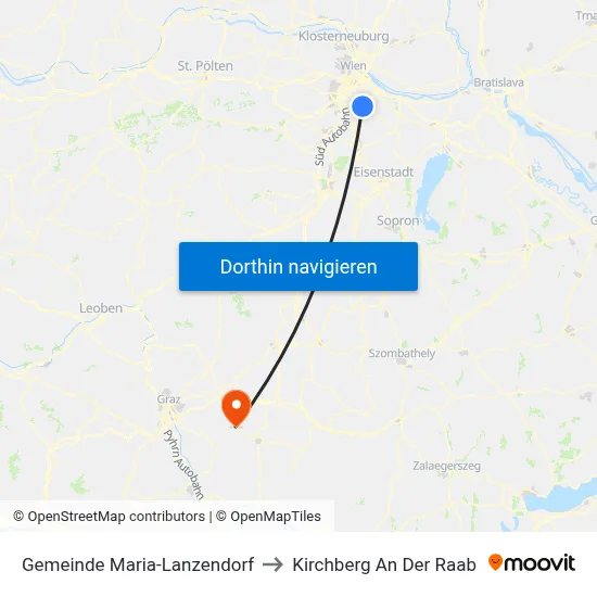 Gemeinde Maria-Lanzendorf to Kirchberg An Der Raab map