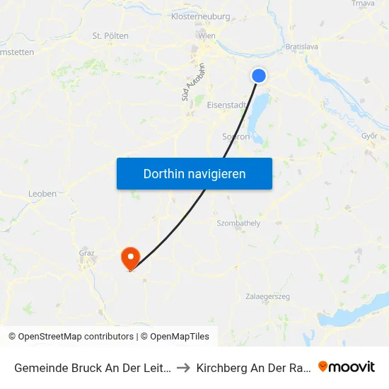 Gemeinde Bruck An Der Leitha to Kirchberg An Der Raab map