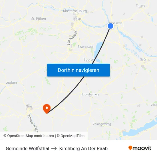 Gemeinde Wolfsthal to Kirchberg An Der Raab map