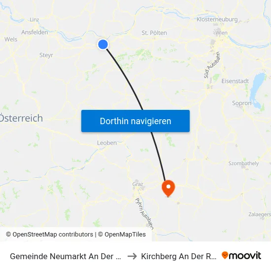 Gemeinde Neumarkt An Der Ybbs to Kirchberg An Der Raab map