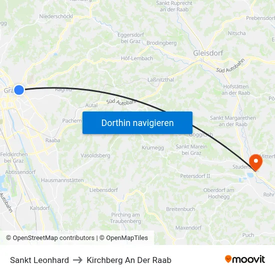 Sankt Leonhard to Kirchberg An Der Raab map
