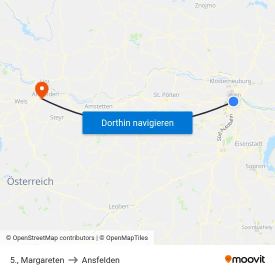 5., Margareten to Ansfelden map