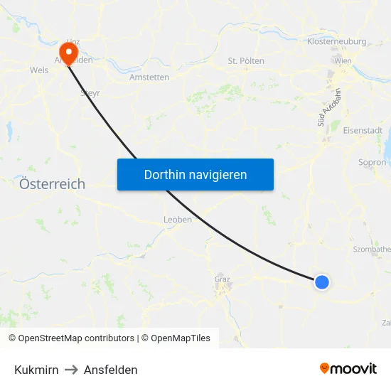 Kukmirn to Ansfelden map