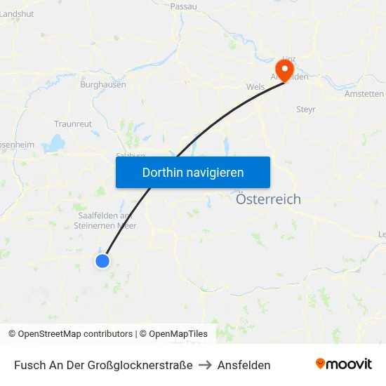 Fusch An Der Großglocknerstraße to Ansfelden map