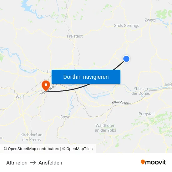 Altmelon to Ansfelden map