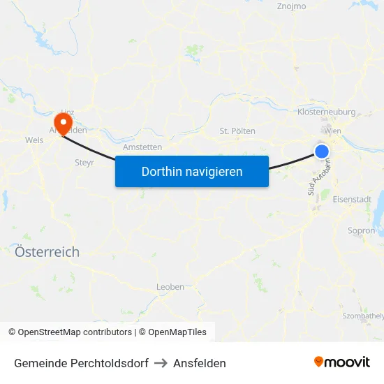Gemeinde Perchtoldsdorf to Ansfelden map