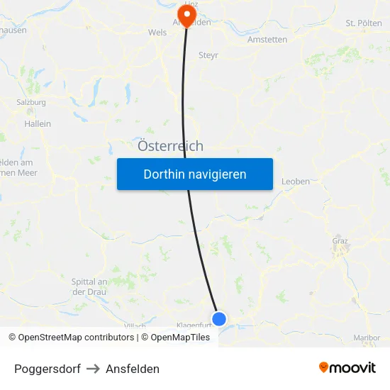 Poggersdorf to Ansfelden map
