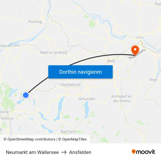Neumarkt am Wallersee to Ansfelden map