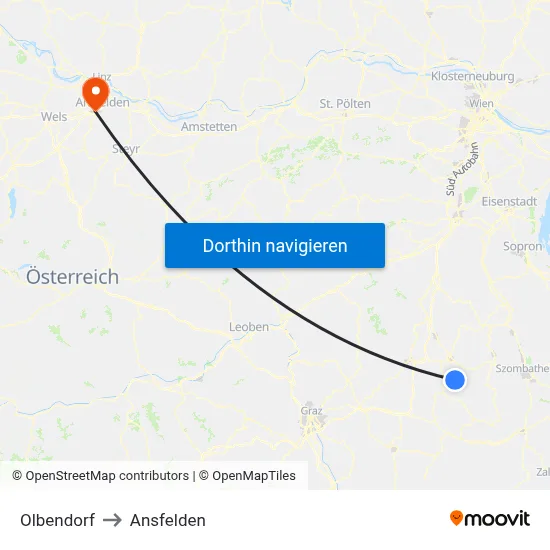 Olbendorf to Ansfelden map