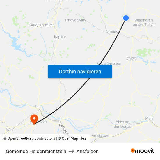 Gemeinde Heidenreichstein to Ansfelden map