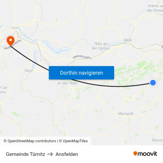 Gemeinde Türnitz to Ansfelden map
