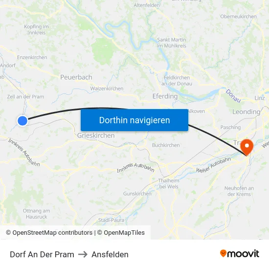 Dorf An Der Pram to Ansfelden map