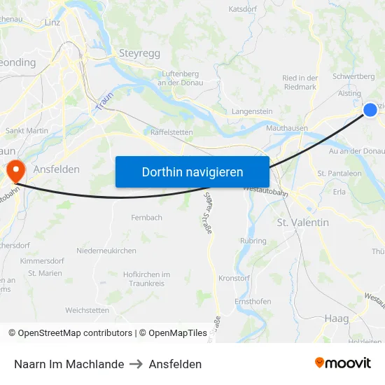 Naarn Im Machlande to Ansfelden map