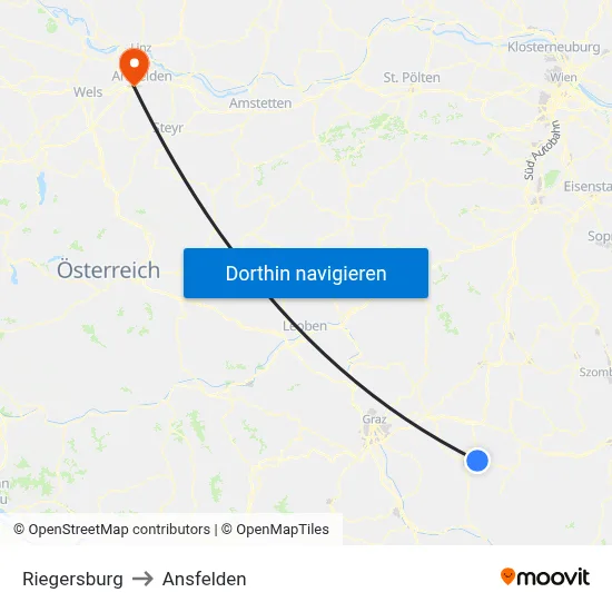 Riegersburg to Ansfelden map