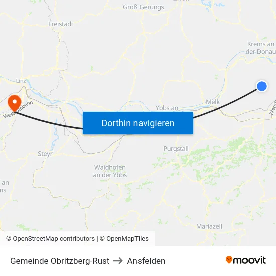 Gemeinde Obritzberg-Rust to Ansfelden map